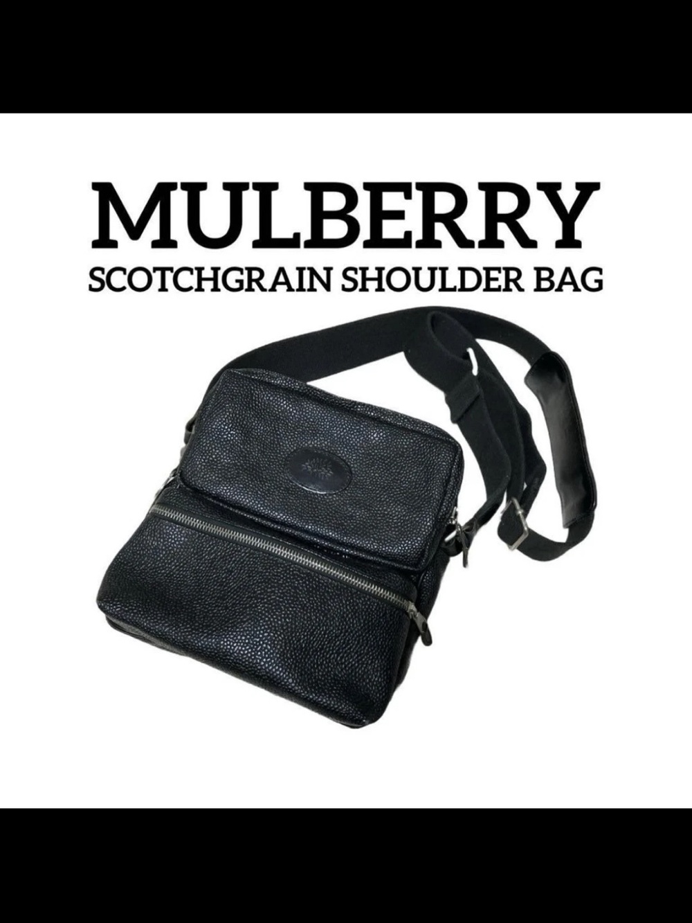 Mulberry Black Scotchgrain Crossbody Messenger Bag